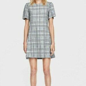 New ZARA Plaid Puffed Sleeves Mini‎ Dress Small